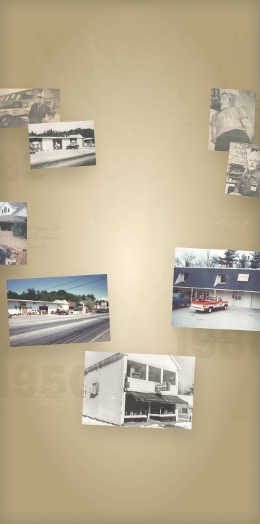 Collage of vintage photos showing cars, people, and buildings on a sepia-toned background reflecting historical themes.