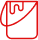 Red flag icon with a stylized, modern design and a thick outline, resembling a sports pennant or marker.
