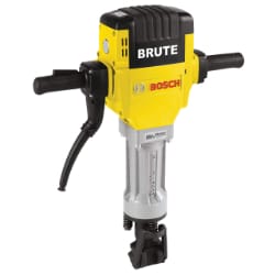 Yellow and black Brute Bosch jackhammer with two handles and power cord.