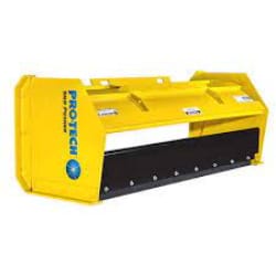 Yellow ProTech snow pusher attachment on a white background.