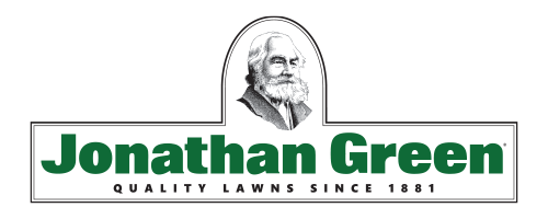 Logo of Jonathan Green featuring a portrait and the phrase "Quality Lawns Since 1881".