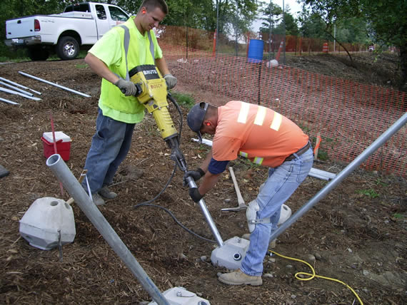 installing diamond pier pins with a jackhammer