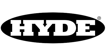Black oval logo with "HYDE" in bold white letters.