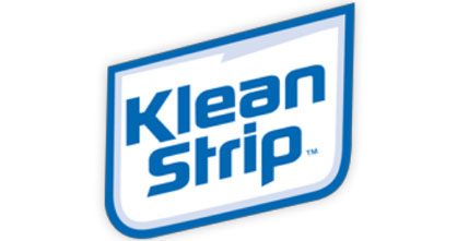 Klean Strip logo with bold blue lettering and a shield-like design on a white background.