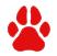 red paw print icon on white background